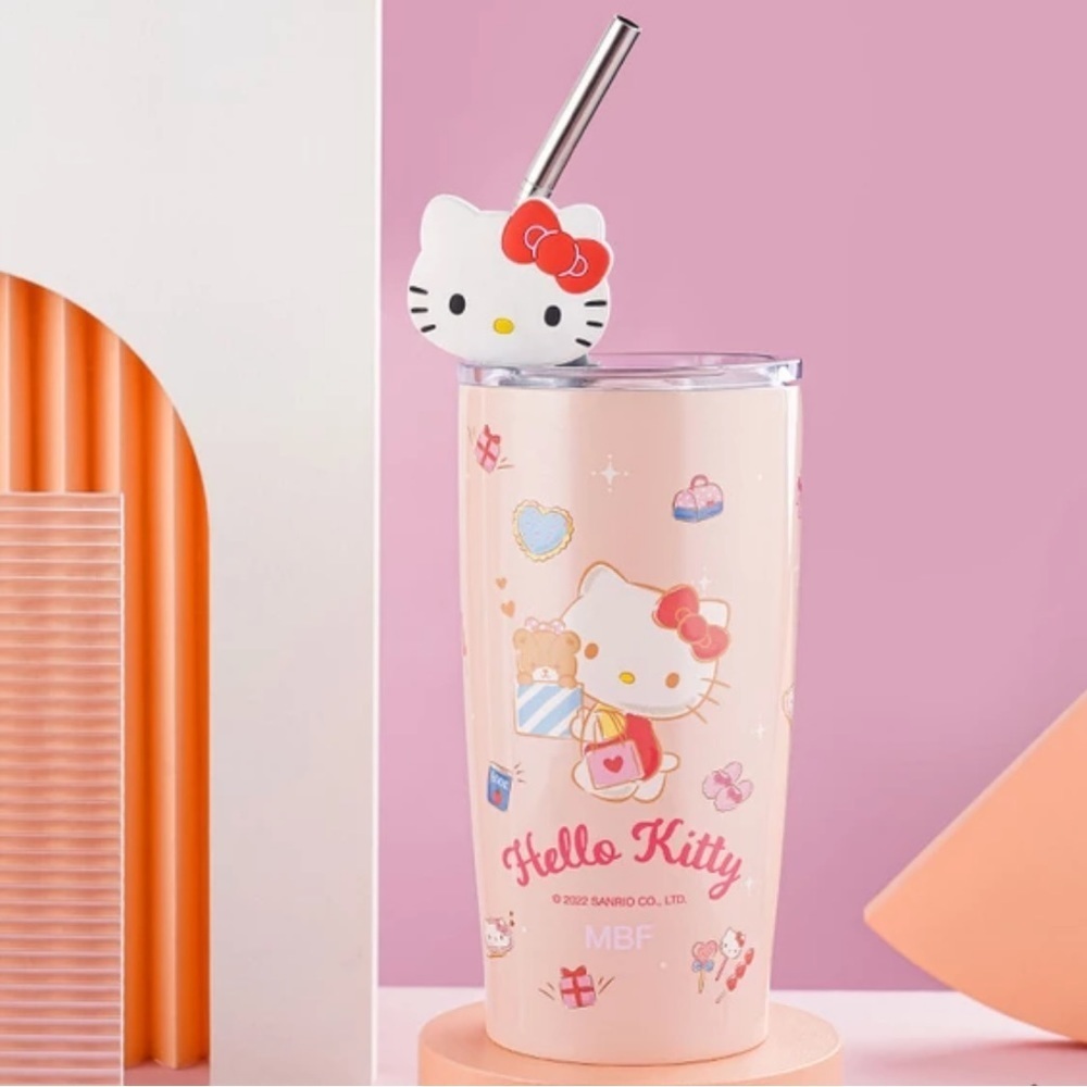 Sanrio Hello Kitty Stainless Steel Hot/cold 20 oz Tumbler With Straw & HK Decor